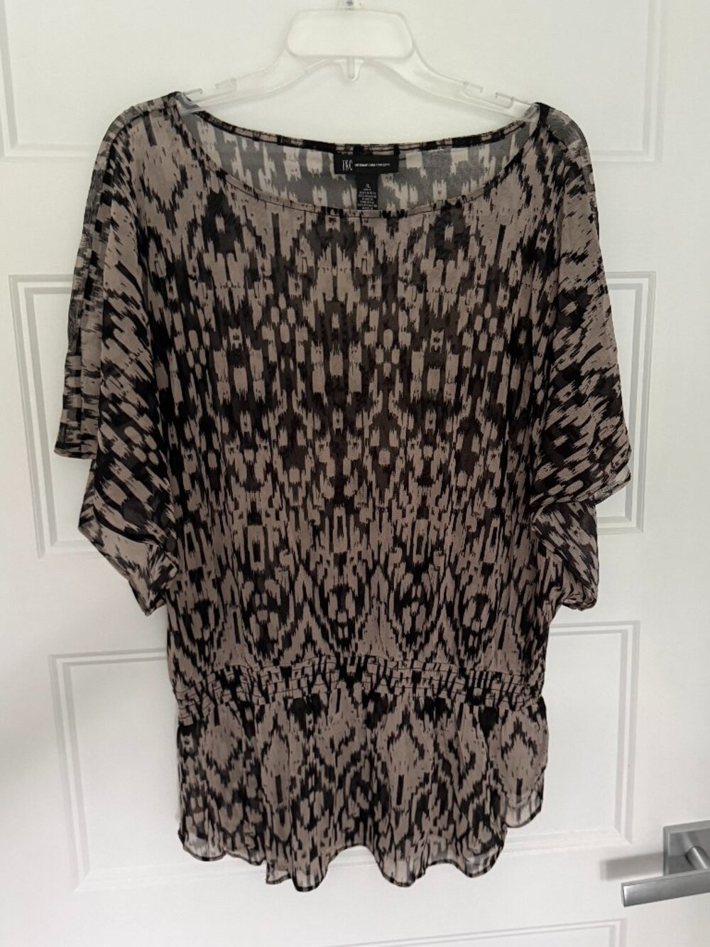 INC - Black & Beige Sheer Tunic - XL